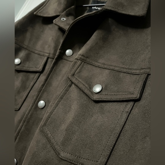 🔸Express Trucker Jacket, Brown Faux Suede, Size: L - Picture 4 of 5